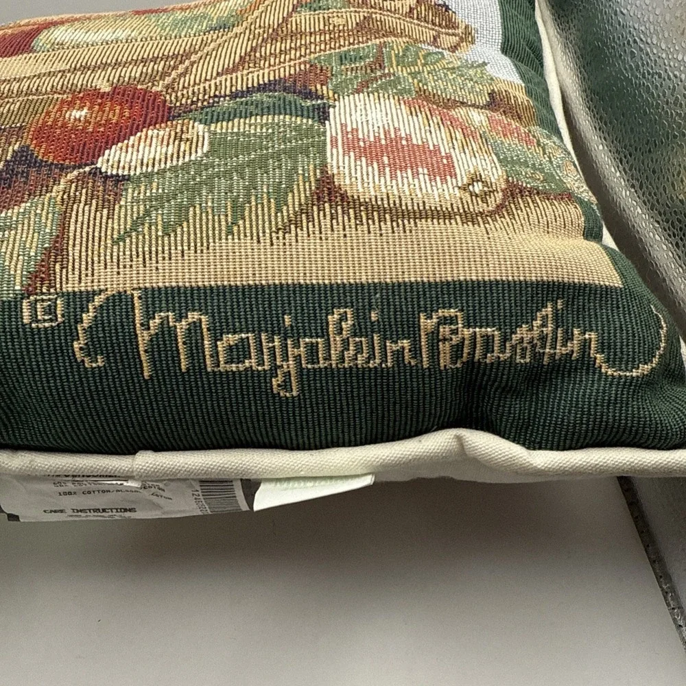 Marjolein Bastin Tapestry Throw Pillow Apple Fruit Basket, Butterfly Bird 16x12